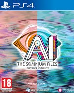 Colorful game cover featuring "AI: The Somnium Files - NirvanA Initiative" title, with a stylized eye graphic, PlayStation 4 logo, and age rating of 18 in the bottom corner.