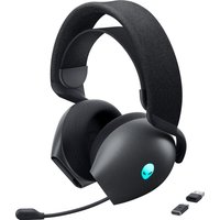 Black Alienware AW725H wireless gaming headset with cushioned ear cups, adjustable headband, and detachable microphone.