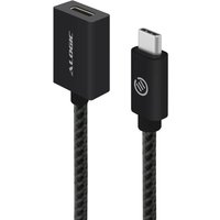 Black ALOGIC 0.5m USB 3.1 Gen 2 USB-C extension cable, male to female, with braided design and sleek connectors.