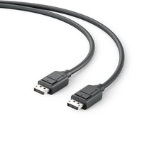 Black ALOGIC 4K DisplayPort cable, 1m length, with two rectangular connectors featuring latches and gold-plated tips.