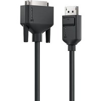 Black ALOGIC DisplayPort to DVI cable, 3m, with sturdy connectors and sleek design