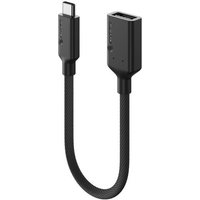 Black ALOGIC Elements Pro USB-C to USB-A adapter with braided cable and sleek connectors.