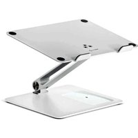White ALOGIC Elite Power Laptop Stand with adjustable arm and built-in wireless charger, sleek and modern design.