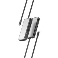 Sleek silver ALOGIC Fusion Pro NEXUS USB-C dock with multiple ports and attached cable.
