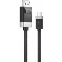 Black ALOGIC Fusion USB-C to DisplayPort 1.2 cable, 2 meters, with silver accents and braided design.