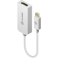 White ALOGIC 15cm Mini DisplayPort to HDMI adapter, male to female, with logo on the connector.