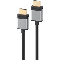 Space Grey ALOGIC Slim Super Ultra 8K HDMI cable, male to male, 1m length, with sleek metallic connectors.