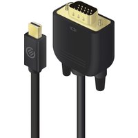 Black ALOGIC 2m Mini DisplayPort to VGA cable, male connectors, sleek design with gold-plated tips.