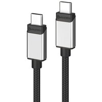 Grey ALOGIC USB 2.0 cable, 1m length, with USB-C connectors and braided exterior.