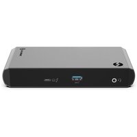 Black and grey ALOGIC TB3DTRG2 laptop dock with USB-C and USB 3.2 Gen 2 ports on the front panel.