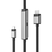 Silver ALOGIC 1m USB Type-C to HDMI adapter with USB port, braided cable, sleek rectangular design.