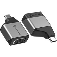 Compact silver and black ALOGIC Ultra Mini USB-C to VGA Adapter with sleek design and VGA port.