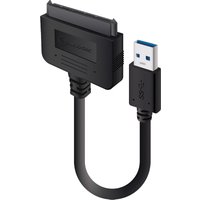 Black ALOGIC USB 3.0 USB-A to SATA adapter cable with blue USB tip and SATA connector for 2.5" hard drive.