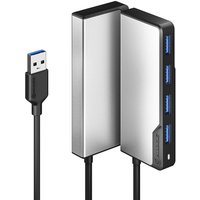 Grey ALOGIC USB-A Fusion SWIFT hub with four blue USB 3.2 Gen 1 ports and a black cable.