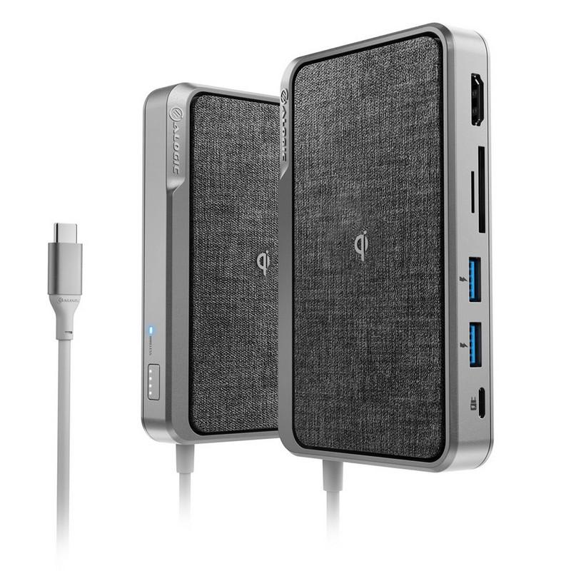 ALOGIC ALOGIC USB-C Dock Wave | ALL-in-ONE / USB-C Hub with Power Delivery Power Bank & Wireless Charger - Space Grey