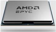 Silver AMD EPYC 8124P processor with a sleek metallic finish, featuring the AMD logo prominently displayed on the top surface and a green circuit board base.