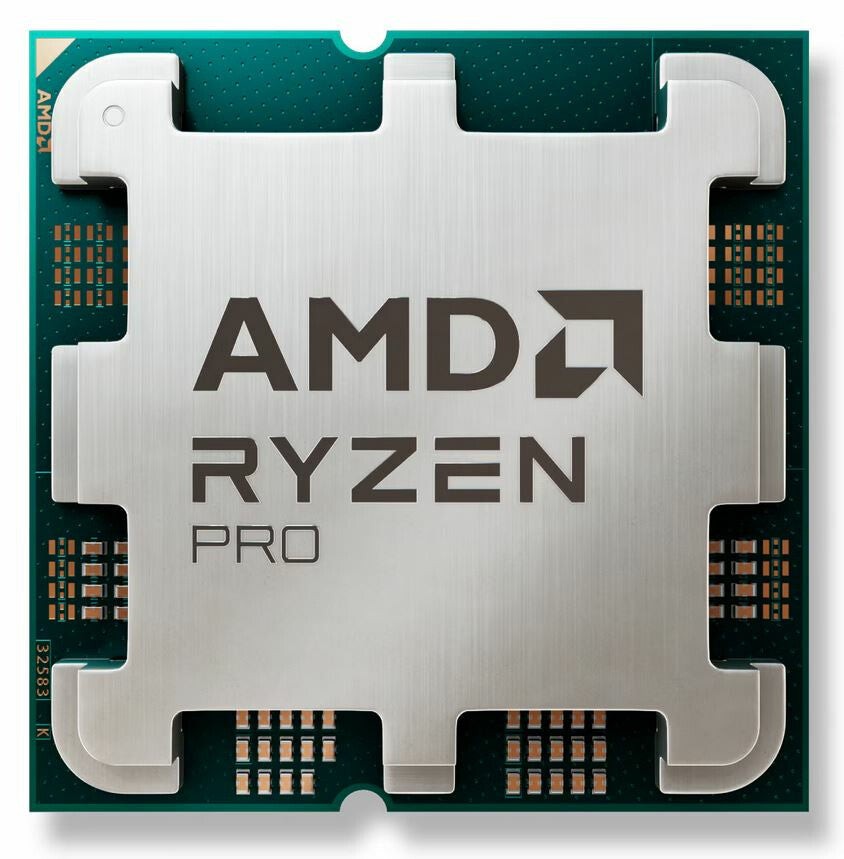 Silver and green AMD Ryzen 5 PRO 8500G processor featuring a square design with the AMD logo and "RYZEN PRO" text prominently displayed on the top surface.