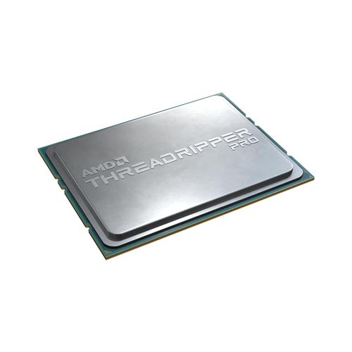 Silver-colored AMD Ryzen Threadripper PRO 5965WX processor with a sleek metallic finish, featuring the engraved "AMD THREADRIPPER PRO" logo on the top surface.