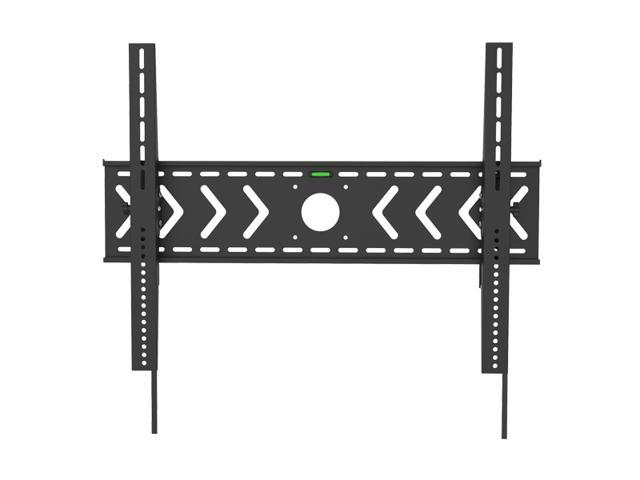 Flat black metal wall mount with adjustable tilt, featuring a central circular cutout and multiple holes for secure installation, designed to support up to 100kg.