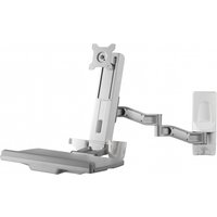 Grey wall-mounted monitor stand with adjustable arm and VESA mount for 24" screens by Amer Mounts.