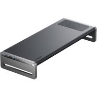Black Anker A83772Z1 laptop dock with USB-C ports, sleek rectangular design, elevated stand, and matte finish.