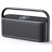 Grey Anker Motion X600 portable speaker with 50W output, sleek design, mesh grille, and sturdy handle.