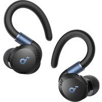 Black Anker Sport X20 wireless in-ear headset with ergonomic ear hooks and sleek design for calls, music, and sports.