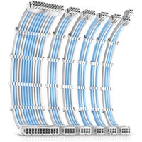 Antec internal power cable 0.3 m, blue and white sleeved wires, multiple connectors, curved arrangement.