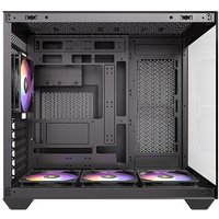 Black Antec CX800 ARGB Midi Tower with transparent side panel and three RGB fans at the bottom and one at the rear.