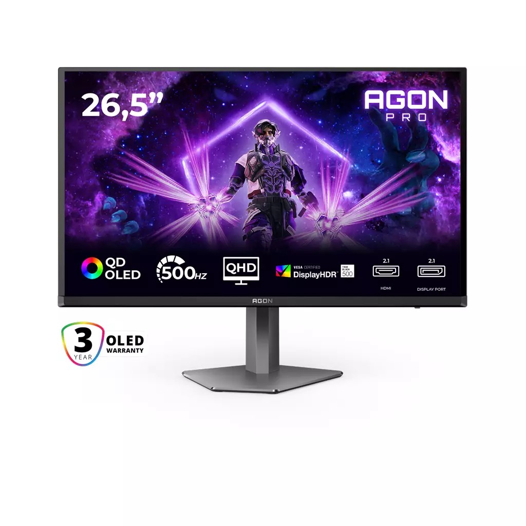 AOC AGON PRO AG276QKD2 computer monitor 67.3 cm (26.5") 2560 x 1440 pixels Quad HD QD-OLED Black Grey - image 2
