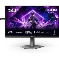 AOC AG246FK6 24.1" Full HD gaming monitor with slim bezels, black frame, and vibrant sci-fi graphics on screen.