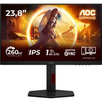 AOC G4 24G4ZR monitor, 23.8" display, 1920x1080 resolution, black frame, red accents, gaming graphics on screen.