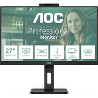 Black AOC Q27P3QW 27" monitor with slim bezels, Quad HD 2560x1440 resolution, and adjustable stand.