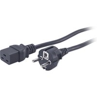 Black APC power cable, 2.5m, with C19 coupler and CEE7/7 plug, featuring a sturdy design and durable connectors.