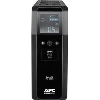 Black APC Back-UPS Pro 1200VA tower with digital display, USB port, and sine wave output.