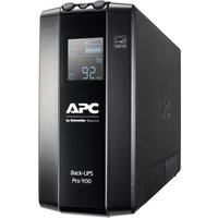Black APC Back-UPS PRO BR900MI with LCD display, 6x C13 outlets, USB port, 900VA capacity.
