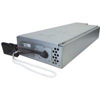 Rectangular APC battery cartridge APCRBC117 with metal casing, black connectors, and ventilation holes.