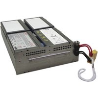 APC Battery Replacement Cartridge APCRBC159, rectangular with metal casing, red and black wires, and connector.