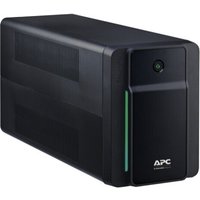 Black APC Easy UPS with 4 AC outlets, line-interactive design, green LED indicator, and sleek rectangular shape.