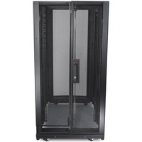 Black APC NetShelter SX server rack enclosure, 24U, with mesh front door and solid sides, 1198.5H x 600W.