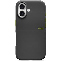 Rugged black iPhone 17 case with MagSafe, dual camera cutout, and yellow Beats logo.