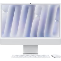 Silver Apple iMac 24" All-in-One with M4 Processor, 16GB RAM, 256GB SSD, 8-Core GPU, sleek design, and 4.5K display.