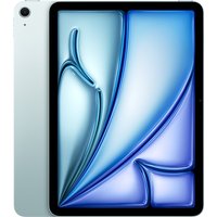 Blue Apple iPad Air 11-inch, Wi-Fi, 128GB, sleek design with black bezel and rear camera.