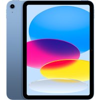 Blue Apple iPad 11-inch Wi-Fi 128GB with slim bezels and rear camera, displaying colorful abstract screen.