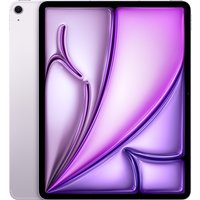 Purple Apple iPad 13-inch Air with Wi-Fi + Cellular, 128GB, sleek design, black bezel, rear camera.