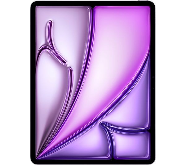 Purple Apple iPad Air 6th Gen with a 13-inch display, featuring a sleek design and smooth, glossy finish, showcasing vibrant purple hues and minimal bezels.