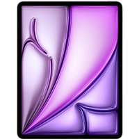 Purple Apple iPad Air 6th Gen, 13-inch display, sleek design, Wi-Fi, 256GB storage, vibrant screen with abstract pattern.
