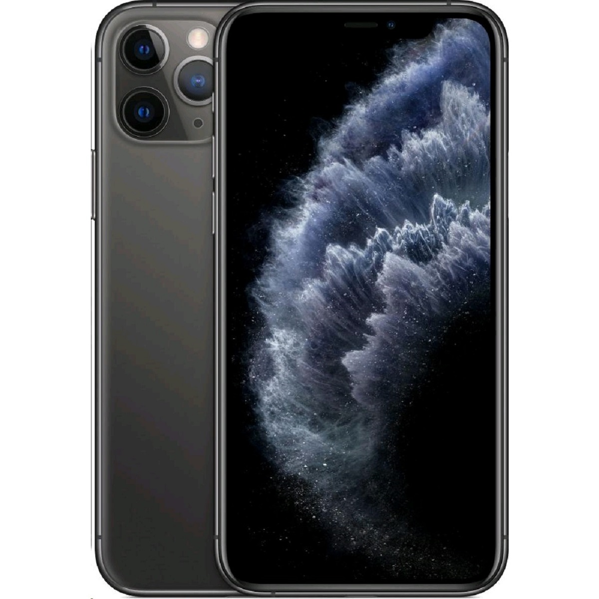 Apple iPhone 11 Pro in Space Grey, featuring a sleek glass back, triple-camera system, and a vibrant display, with a capacity of 64GB and in good condition.