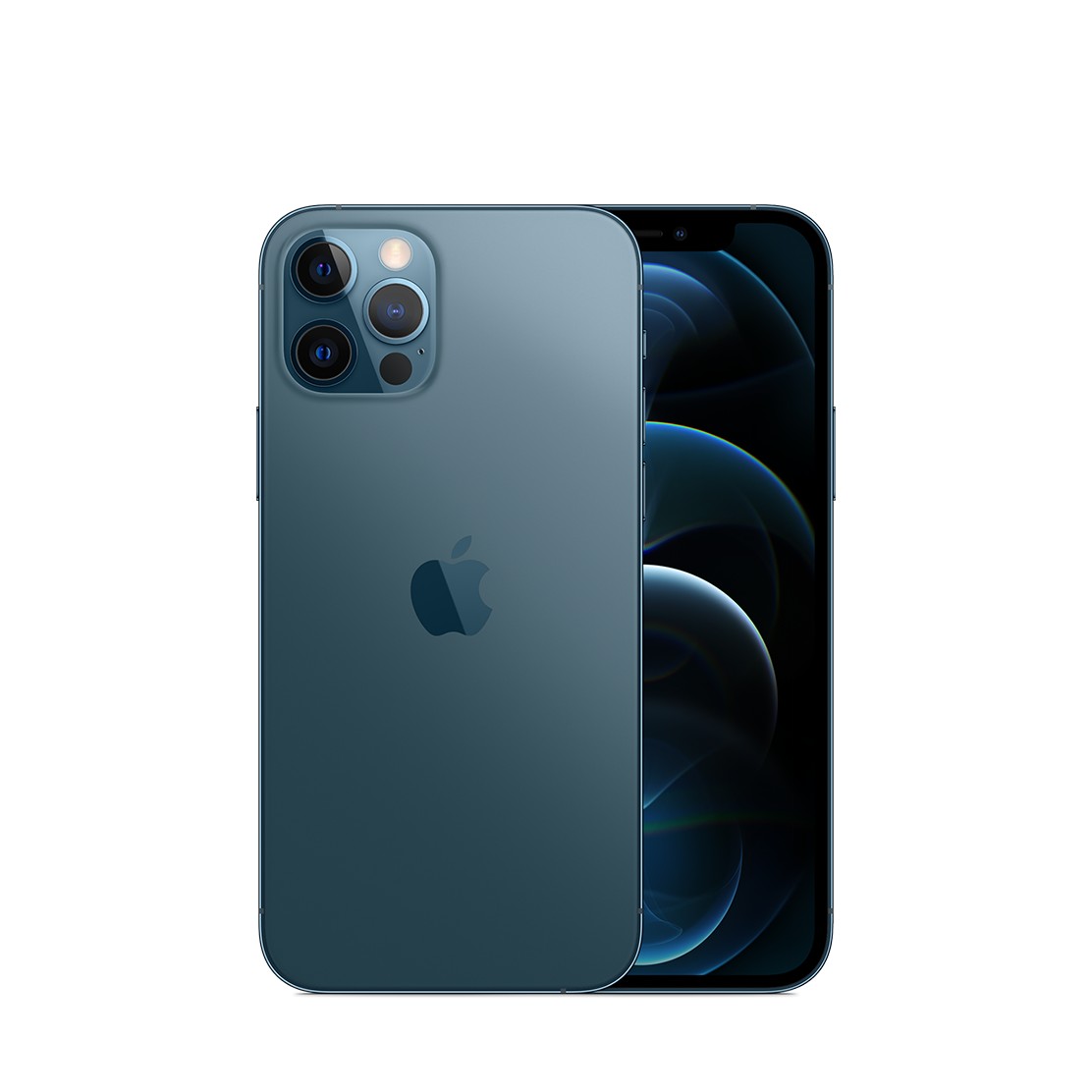 Apple iPhone 12 Pro in Pacific Blue, featuring a sleek glass back, triple-camera system, and a vibrant display, with a storage capacity of 256GB, in good condition.