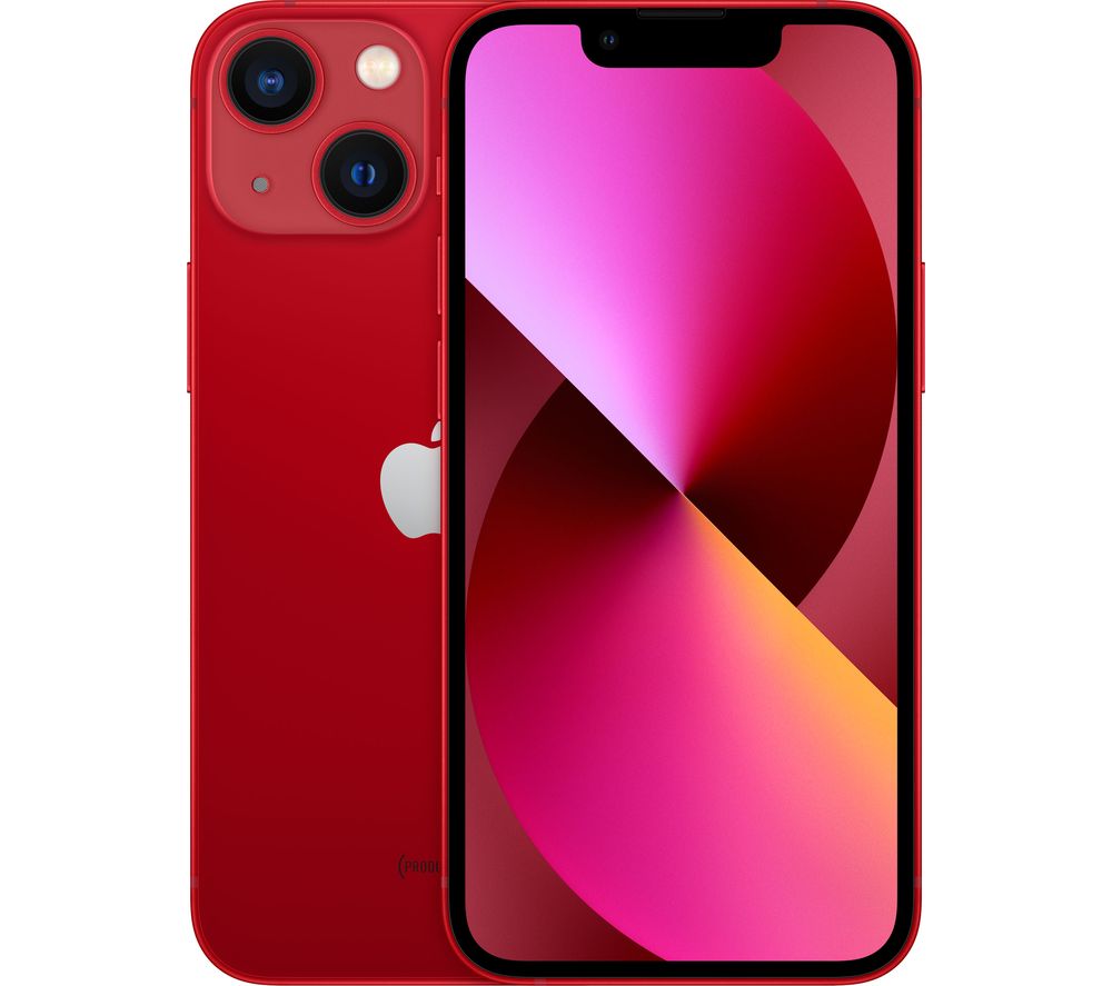 Red Apple iPhone 13 Mini with a 128GB capacity, featuring a dual-camera system, vibrant display, and sleek design in good condition.